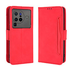 Leather Case Stands Flip Cover Holder BY3 for Vivo X80 Pro 5G Red