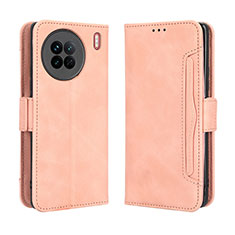 Leather Case Stands Flip Cover Holder BY3 for Vivo X90 5G Pink