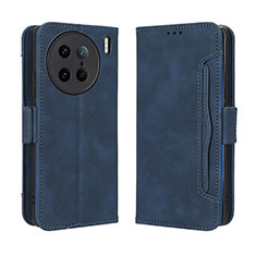Leather Case Stands Flip Cover Holder BY3 for Vivo X90 Pro 5G Blue