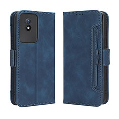 Leather Case Stands Flip Cover Holder BY3 for Vivo Y11 (2023) Blue