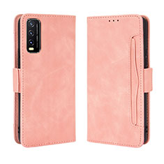 Leather Case Stands Flip Cover Holder BY3 for Vivo Y11s Pink