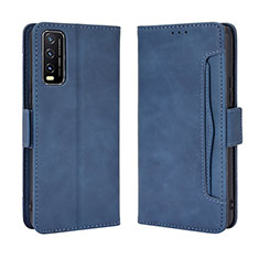 Leather Case Stands Flip Cover Holder BY3 for Vivo Y12s Blue