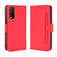 Leather Case Stands Flip Cover Holder BY3 for Vivo Y30 Red