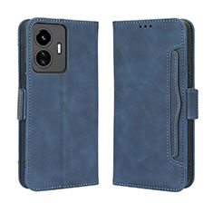Leather Case Stands Flip Cover Holder BY3 for Vivo Y77e 5G Blue