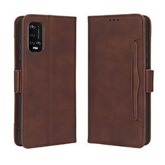 Leather Case Stands Flip Cover Holder BY3 for Wiko Power U20 Brown