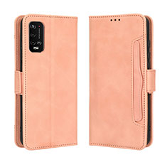 Leather Case Stands Flip Cover Holder BY3 for Wiko Power U20 Pink