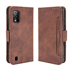 Leather Case Stands Flip Cover Holder BY3 for Wiko Ride 3 Brown