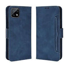 Leather Case Stands Flip Cover Holder BY3 for Wiko T3 Blue