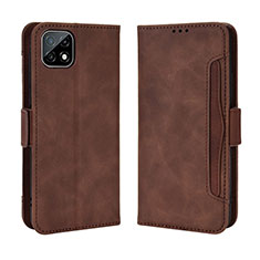 Leather Case Stands Flip Cover Holder BY3 for Wiko T3 Brown