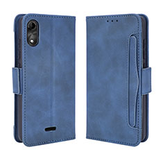 Leather Case Stands Flip Cover Holder BY3 for Wiko Y51 Blue
