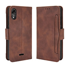 Leather Case Stands Flip Cover Holder BY3 for Wiko Y51 Brown