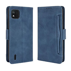 Leather Case Stands Flip Cover Holder BY3 for Wiko Y62 Blue