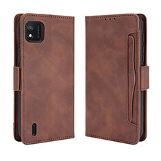 Leather Case Stands Flip Cover Holder BY3 for Wiko Y62 Brown