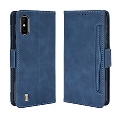 Leather Case Stands Flip Cover Holder BY3 for Wiko Y81 Blue