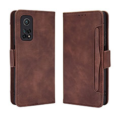 Leather Case Stands Flip Cover Holder BY3 for Xiaomi Mi 10T 5G Brown