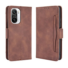 Leather Case Stands Flip Cover Holder BY3 for Xiaomi Mi 11X 5G Brown