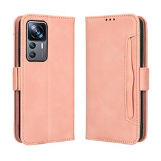 Leather Case Stands Flip Cover Holder BY3 for Xiaomi Mi 12T Pro 5G Pink