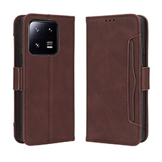 Leather Case Stands Flip Cover Holder BY3 for Xiaomi Mi 13 5G Brown