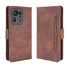 Leather Case Stands Flip Cover Holder BY3 for Xiaomi Mi Mix 4 5G Brown