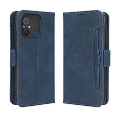 Leather Case Stands Flip Cover Holder BY3 for Xiaomi Poco C55 Blue