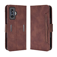 Leather Case Stands Flip Cover Holder BY3 for Xiaomi Poco F4 GT 5G Brown
