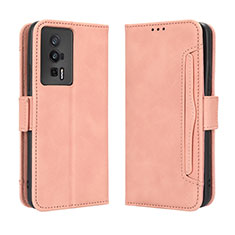Leather Case Stands Flip Cover Holder BY3 for Xiaomi Poco F5 Pro 5G Pink