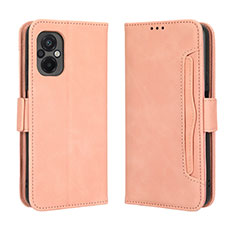 Leather Case Stands Flip Cover Holder BY3 for Xiaomi Poco M5 4G Pink