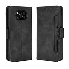 Leather Case Stands Flip Cover Holder BY3 for Xiaomi Poco X3 NFC Black