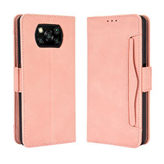 Leather Case Stands Flip Cover Holder BY3 for Xiaomi Poco X3 Pink