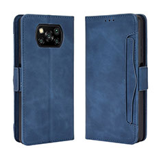 Leather Case Stands Flip Cover Holder BY3 for Xiaomi Poco X3 Pro Blue
