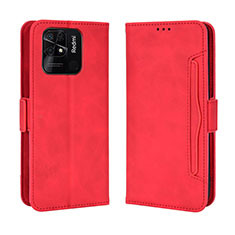 Leather Case Stands Flip Cover Holder BY3 for Xiaomi Redmi 10 Power Red