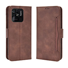 Leather Case Stands Flip Cover Holder BY3 for Xiaomi Redmi 10C 4G Brown