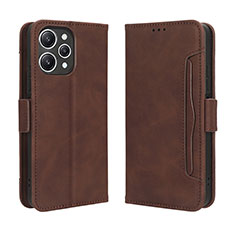 Leather Case Stands Flip Cover Holder BY3 for Xiaomi Redmi 12 4G Brown