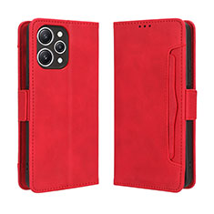 Leather Case Stands Flip Cover Holder BY3 for Xiaomi Redmi 12 4G Red