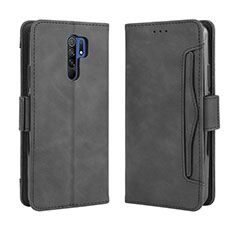 Leather Case Stands Flip Cover Holder BY3 for Xiaomi Redmi 9 Black