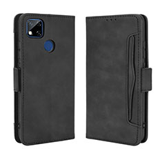 Leather Case Stands Flip Cover Holder BY3 for Xiaomi Redmi 9 India Black
