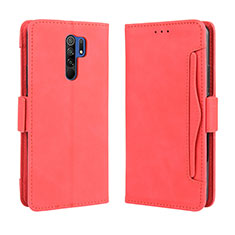 Leather Case Stands Flip Cover Holder BY3 for Xiaomi Redmi 9 Red