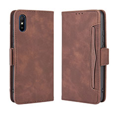 Leather Case Stands Flip Cover Holder BY3 for Xiaomi Redmi 9i Brown
