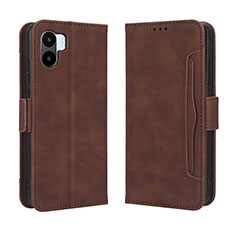 Leather Case Stands Flip Cover Holder BY3 for Xiaomi Redmi A2 Plus Brown