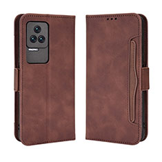 Leather Case Stands Flip Cover Holder BY3 for Xiaomi Redmi K50 Pro 5G Brown