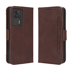 Leather Case Stands Flip Cover Holder BY3 for Xiaomi Redmi K60E 5G Brown