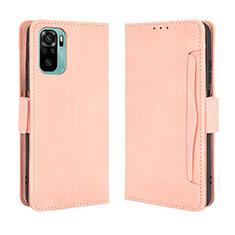 Leather Case Stands Flip Cover Holder BY3 for Xiaomi Redmi Note 10 4G Pink