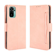 Leather Case Stands Flip Cover Holder BY3 for Xiaomi Redmi Note 10S 4G Pink