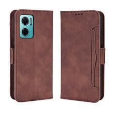 Leather Case Stands Flip Cover Holder BY3 for Xiaomi Redmi Note 11E 5G Brown