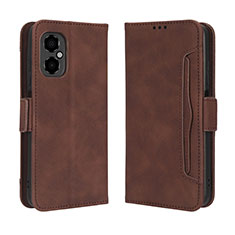 Leather Case Stands Flip Cover Holder BY3 for Xiaomi Redmi Note 11R 5G Brown