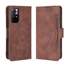 Leather Case Stands Flip Cover Holder BY3 for Xiaomi Redmi Note 11S 5G Brown