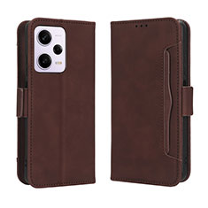 Leather Case Stands Flip Cover Holder BY3 for Xiaomi Redmi Note 12 Pro 5G Brown
