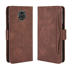 Leather Case Stands Flip Cover Holder BY3 for Xiaomi Redmi Note 9S Brown