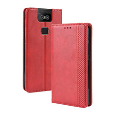 Leather Case Stands Flip Cover Holder BY4 for Asus Zenfone 6 ZS630KL Red