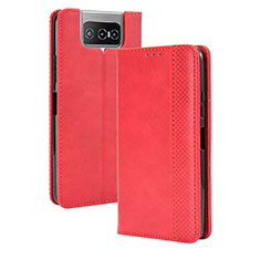 Leather Case Stands Flip Cover Holder BY4 for Asus Zenfone 7 Pro ZS671KS Red
